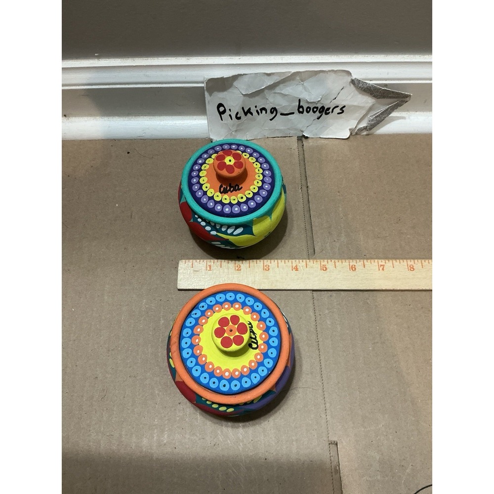 2 Cuban Painted Terracotta Trinket Jars - Picture 12 of 12